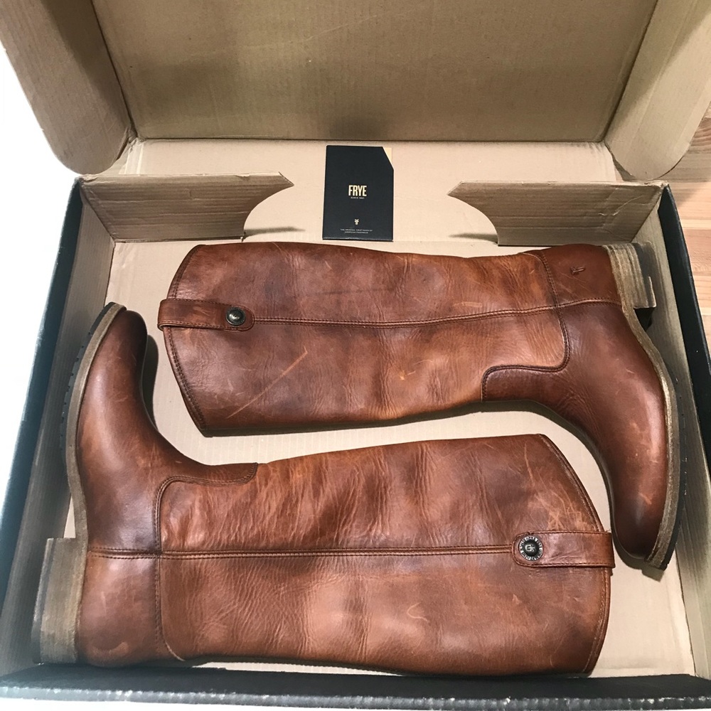 Frye Melissa Button Lug Tall Boots - Cognac 8 M